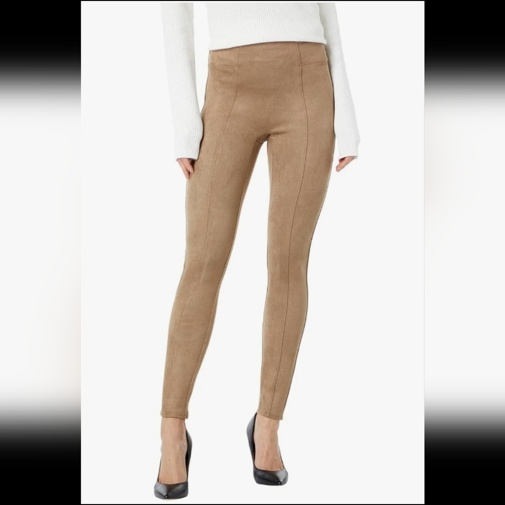 SPANX Faux Suede Leggings Camel LG - Regular 27 Brand New
